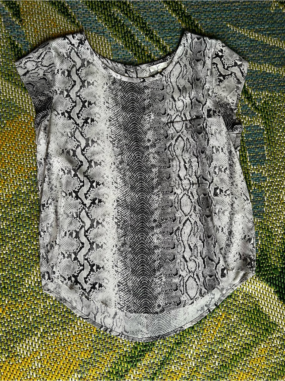 Joie Silk Snake-Print Cap Sleeve Blouse